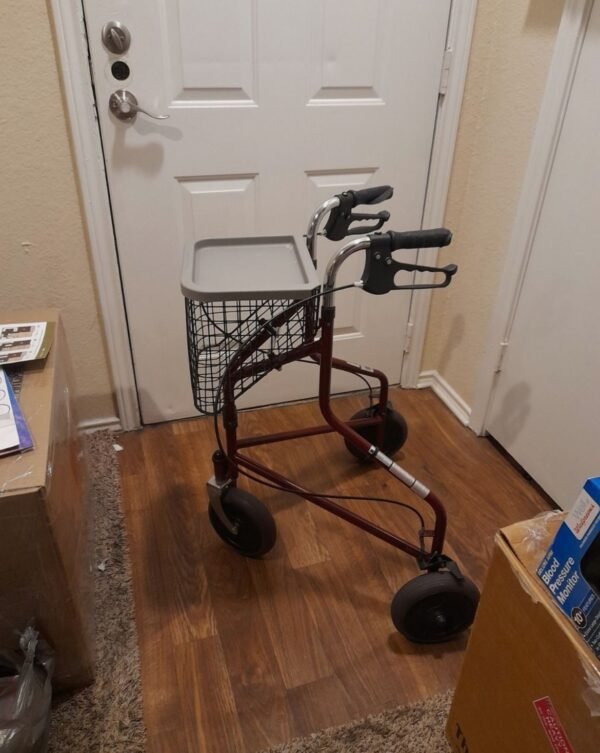 Heavy-Duty Folding Rollator Walker with Basket & Tray - Image 2