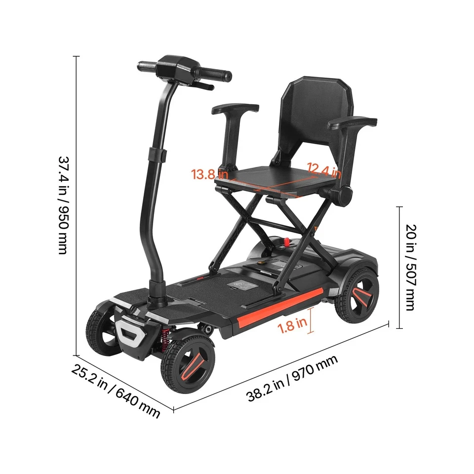 Uimoso 4-Wheel Electric Mobility Scooter with Automatic Folding & Remote Control - Image 7