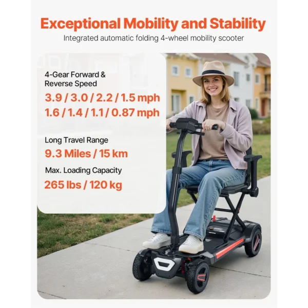 Uimoso 4-Wheel Electric Mobility Scooter with Automatic Folding & Remote Control - Image 11